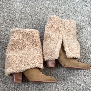 Steve Madden Tan Shearling Heeled Boots